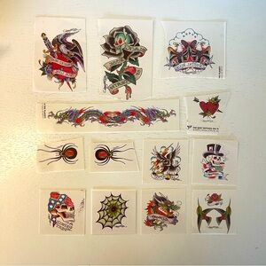 Ed Hardy Temporary Tattoos - set of 13 vintage Y2K